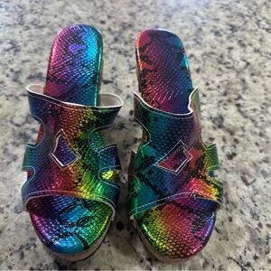 Colorful Snake Print Women's Sandals